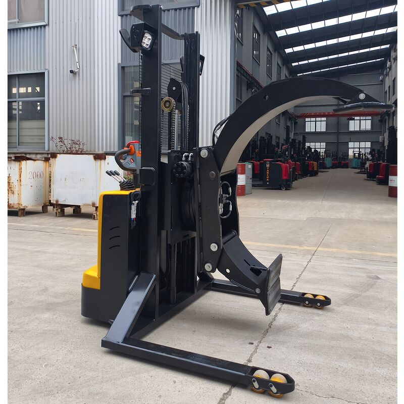 Customized 1000kg 2meters full electric walkie stacker with clamp for roll handling and lifting